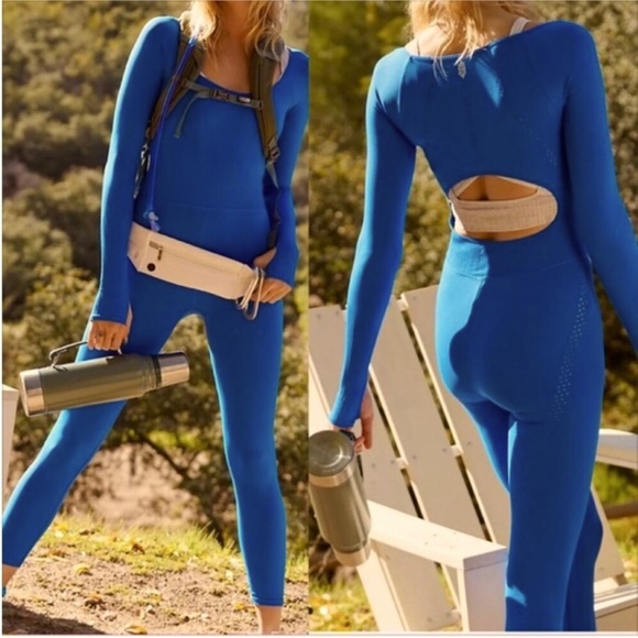 Free People Good Karma Long Sleeve Onesie In Cote Azur. NWOT! Sz XS/S - Picture 1 of 9